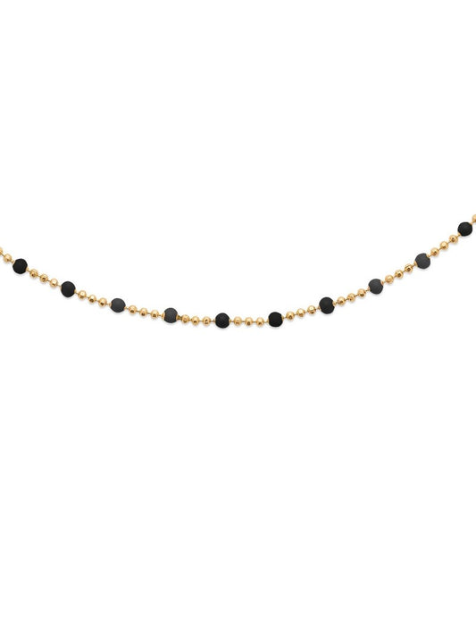 COLLIER Plaqué or - 42+5 - PERLE EMAIL NOIRE