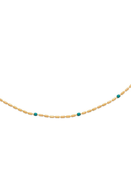 COLLIER Plaqué or - 38+4 - PERLE EMAIL VERT