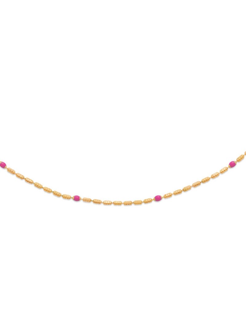 COLLIER Plaqué or - 38+4 - PERLE EMAIL ROSE