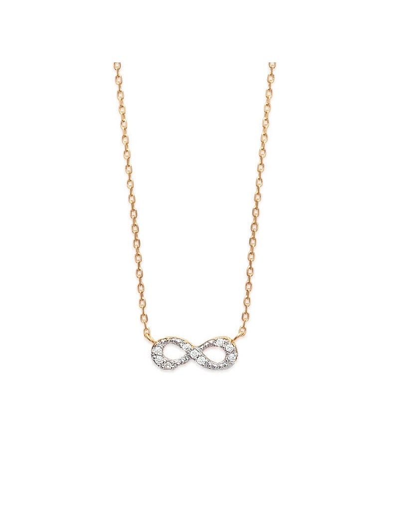 COLLIER Plaqué or - 40+2+3 - BICOLor - ZIRCONIA - INFINI