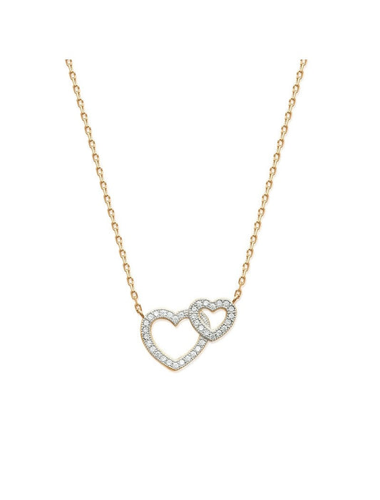 COLLIER Plaqué or - 40+2+3 - BICOLor - ZIRCONIA - COEUR