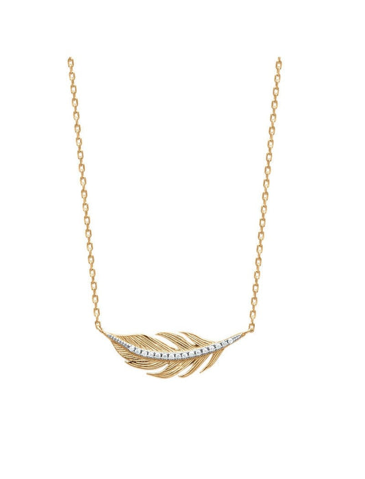 COLLIER Plaqué or - 40+2+3 - BICOLor - ZIRCONIA - PLUME