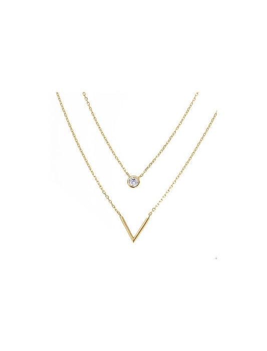 COLLIER Plaqué or - 40 - ZIRCONIA - 2 RANGS