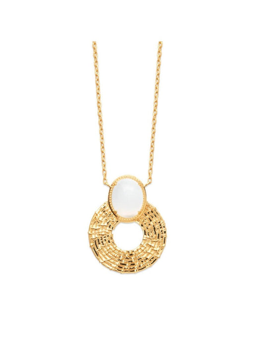 COLLIER Plaqué or - 40+2+3 - PIERRE DE LUNE