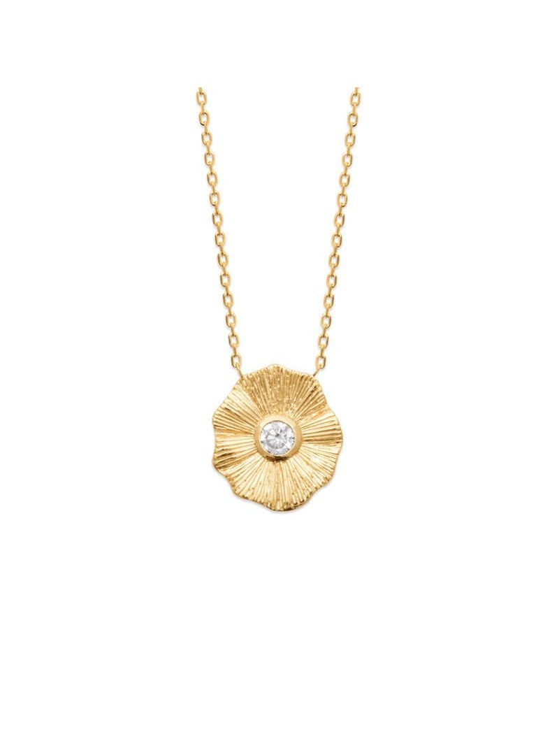 COLLIER  Plaqué or - 40+2+3 - ZIRCONIA - FLEUR