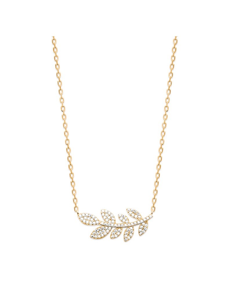 COLLIER Plaqué or - 40+2+3 - ZIRCONIA - BRANCHE