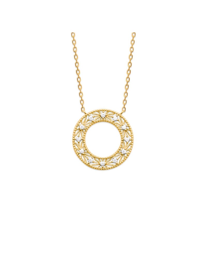 COLLIER  Plaqué or - 40+2+3 - ZIRCONIA - ROND