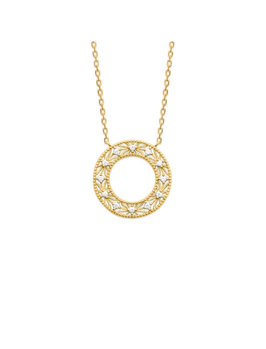 COLLIER  Plaqué or - 40+2+3 - ZIRCONIA - ROND