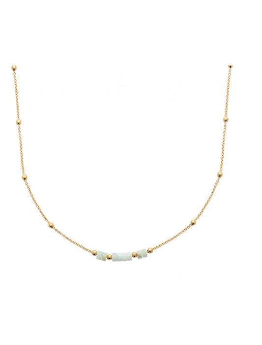 COLLIER Plaqué or - 40+5 - Plaqué orAZONITE VERT