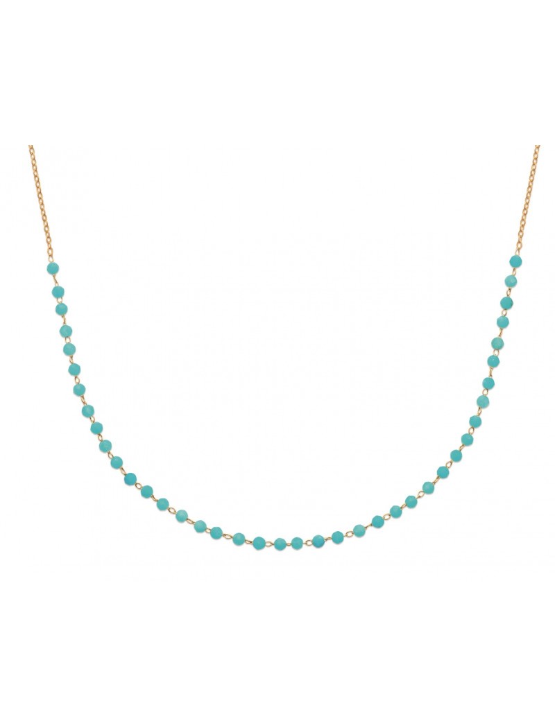 COLLIER Plaqué or - 40+5 - QUARTZITE BLEU TRAITE