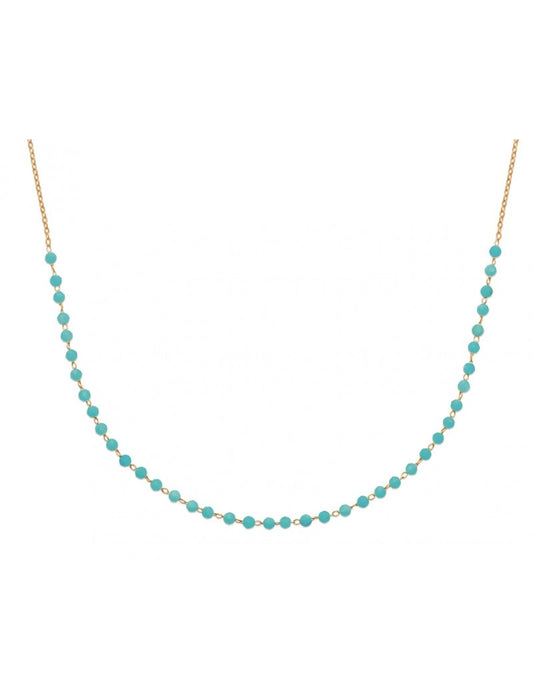 COLLIER Plaqué or - 40+5 - QUARTZITE BLEU TRAITE