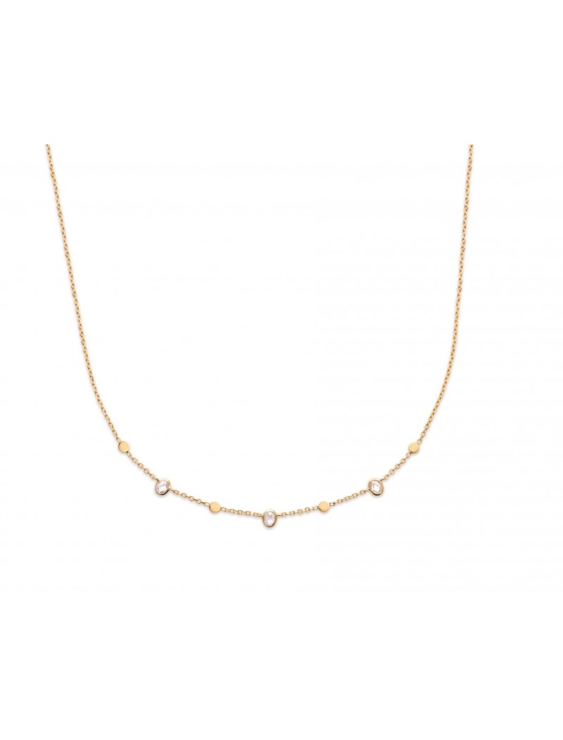 COLLIER Plaqué or - 40+2+3 - ZIRCONIA