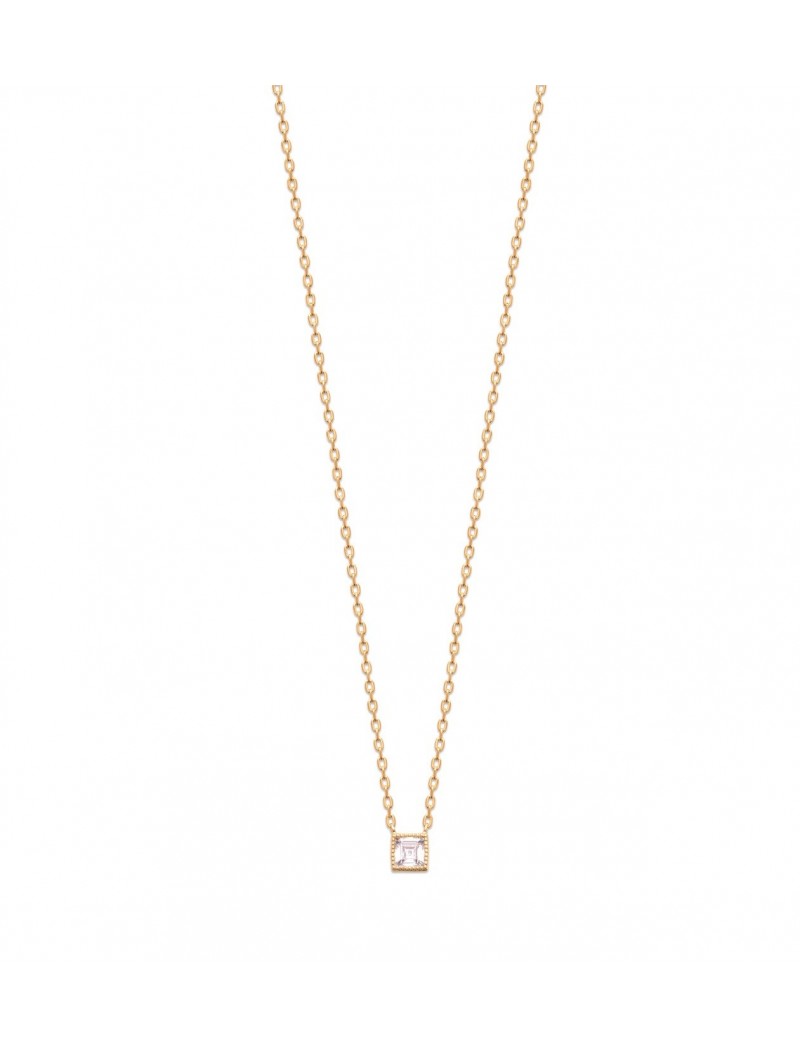 COLLIER Plaqué or - 40+2+3 - ZIRCONIA