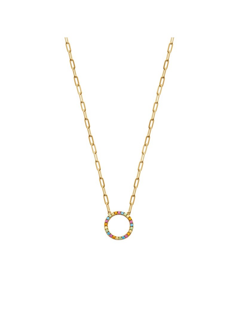 COLLIER Plaqué or -40+3+2CM - ZIRCONIA MULTICOLorS