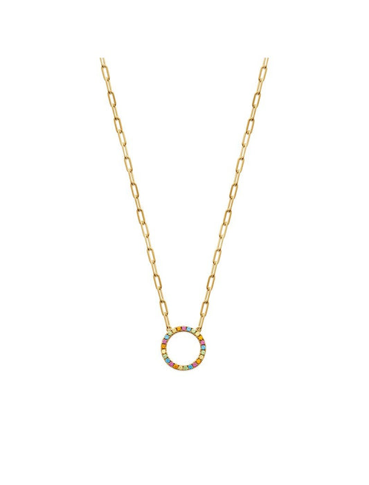 COLLIER Plaqué or -40+3+2CM - ZIRCONIA MULTICOLorS