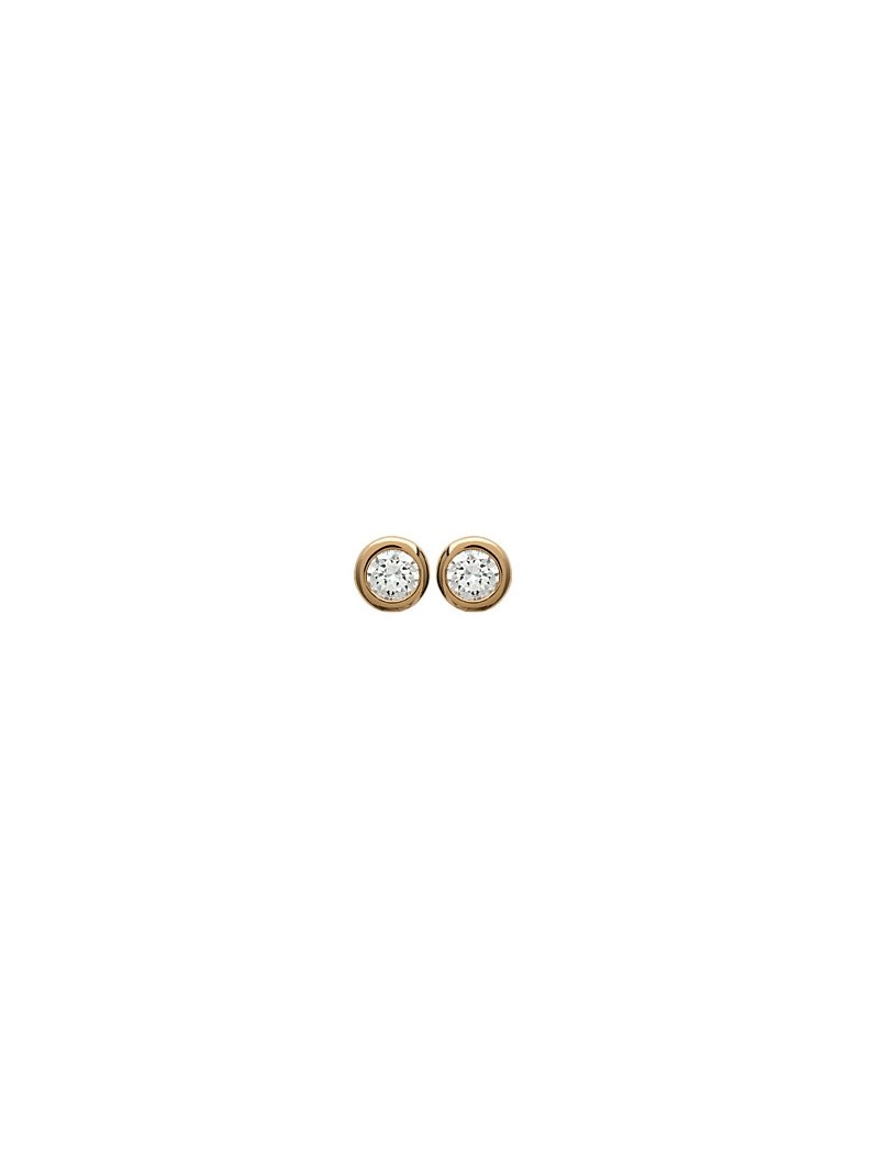 BOUCLES d'orilles Plaqué or - ZIRCONIA - ROND
