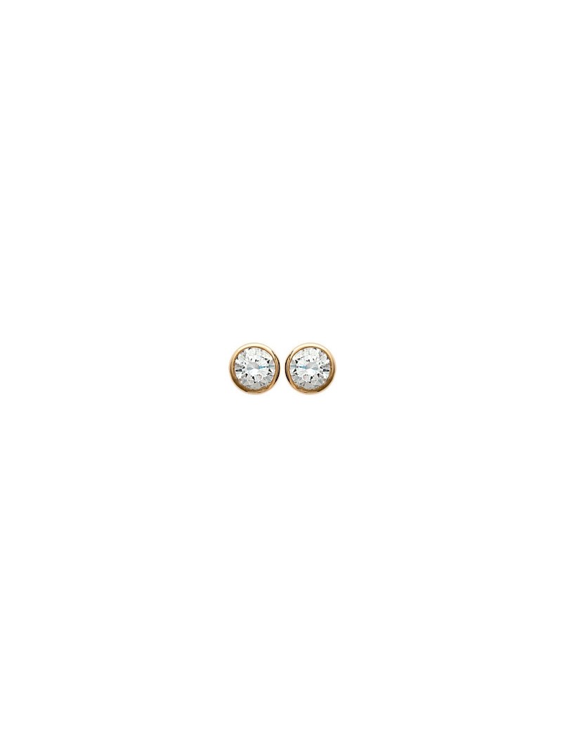 BOUCLES d'orilles Plaqué or - ZIRCONIA - ROND