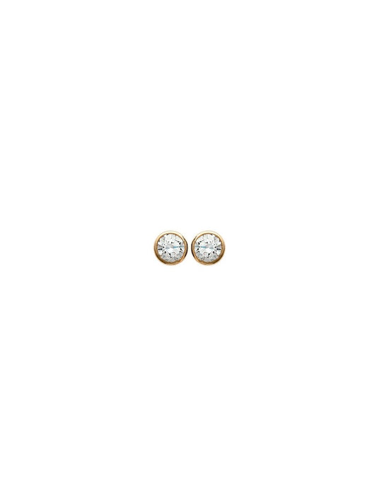 BOUCLES d'orilles Plaqué or - ZIRCONIA - ROND