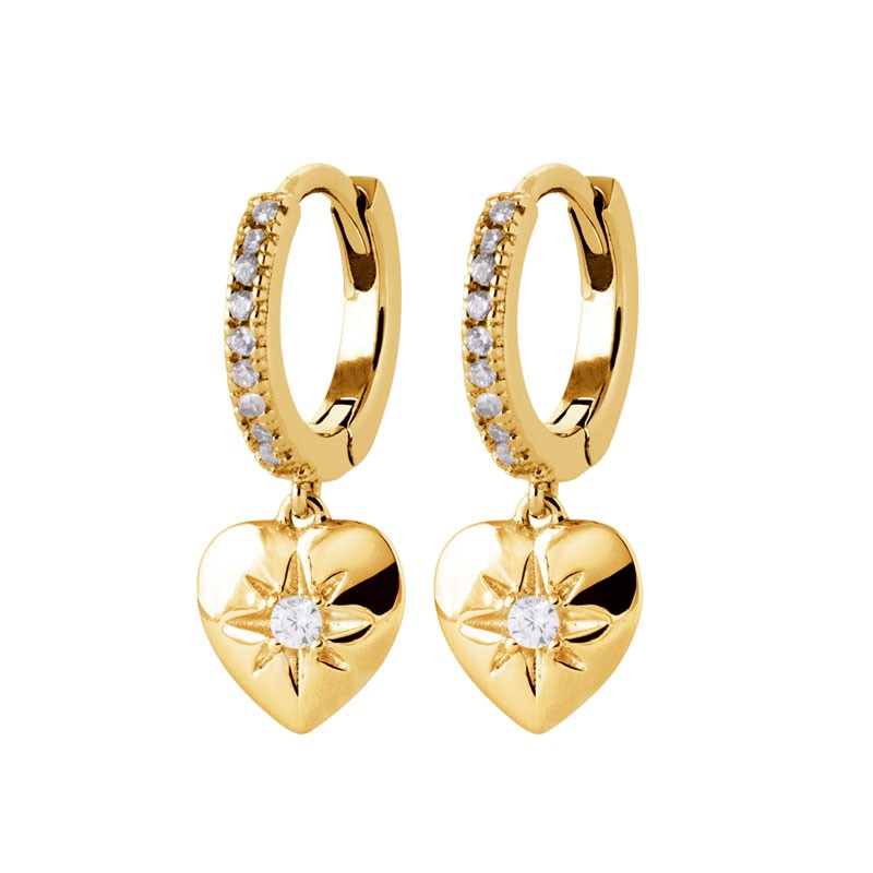 CREOLES Plaqué or - 10MM - ZIRCONIA - COEUR