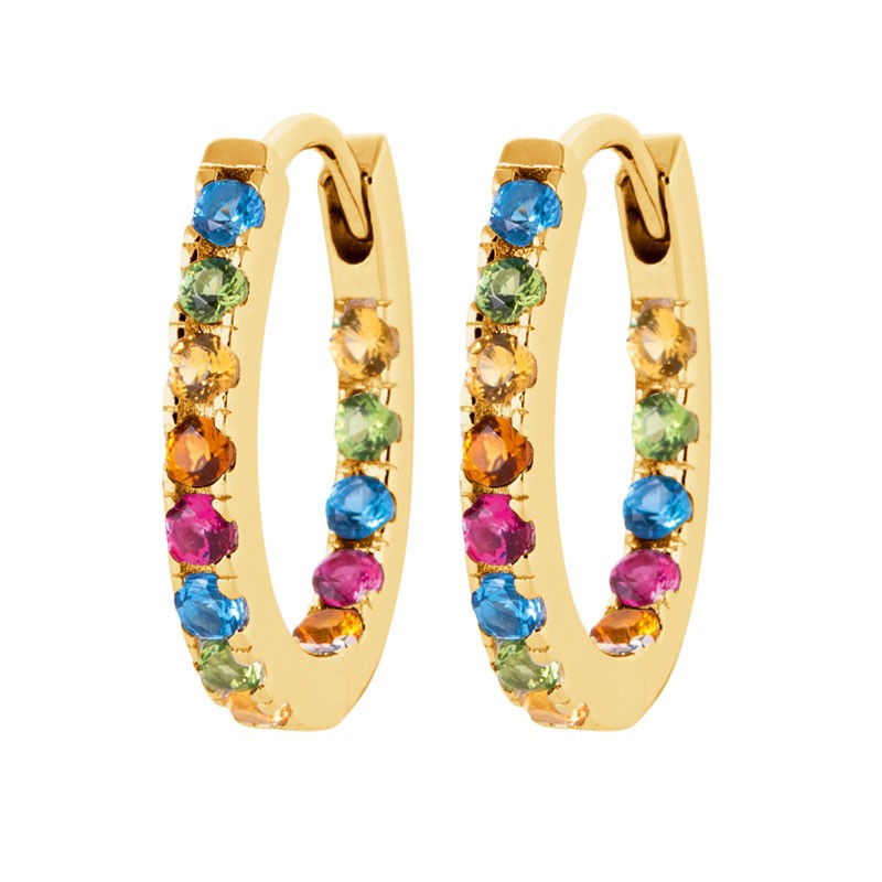 CREOLES Plaqué or - ZIRCONIA MULTICOLorS