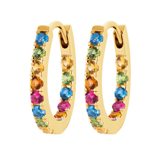 CREOLES Plaqué or - ZIRCONIA MULTICOLorS