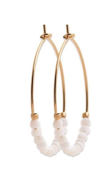 CREOLES Plaqué or - 30 MM - PIERRE DE LUNE