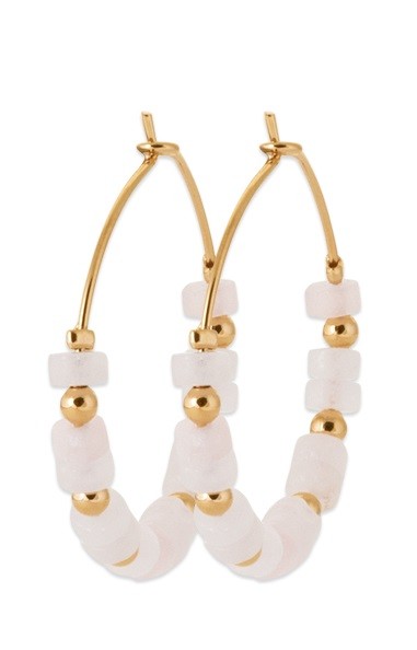 CREOLES Plaqué or - 30 MM - QUARTZ ROSE