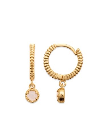 CREOLES Plaqué or - 10 MM - QUARTZ ROSE