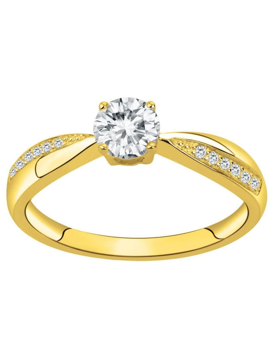 BAGUE PLAQUE OR - ZIRCONIA