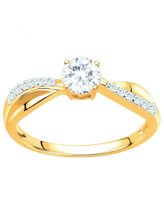 BAGUE PLAQUE OR - ZIRCONIA