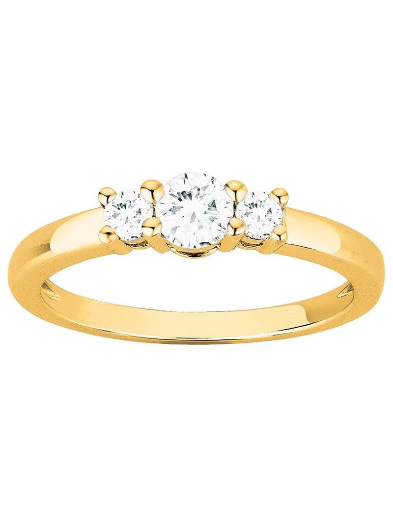 BAGUE PLAQUE OR - ZIRCONIA