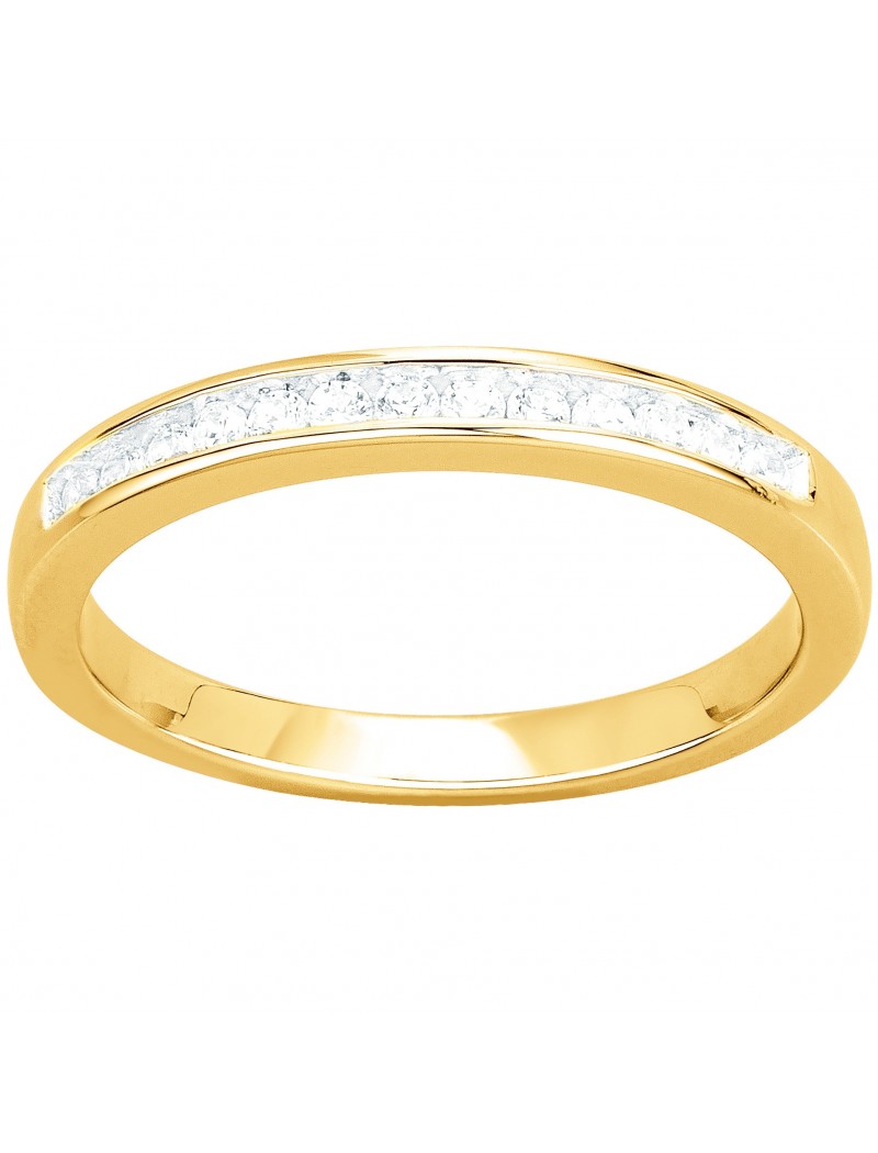 BAGUE PLAQUE OR - ZIRCONIA