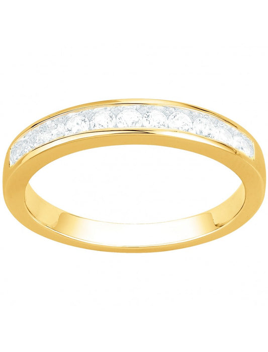 BAGUE PLAQUE OR - ZIRCONIA