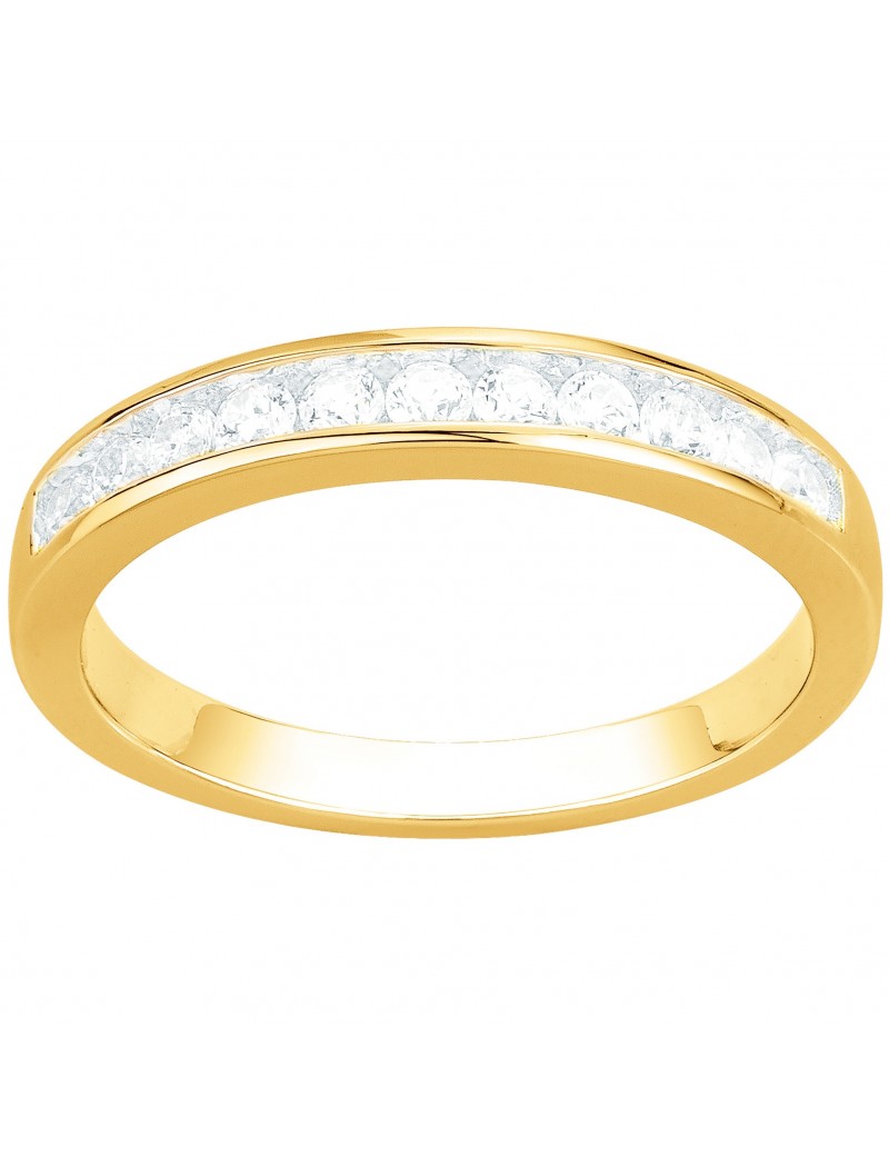 BAGUE PLAQUE OR - ZIRCONIA