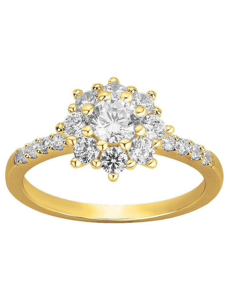 BAGUE PLAQUE OR - ZIRCONIA