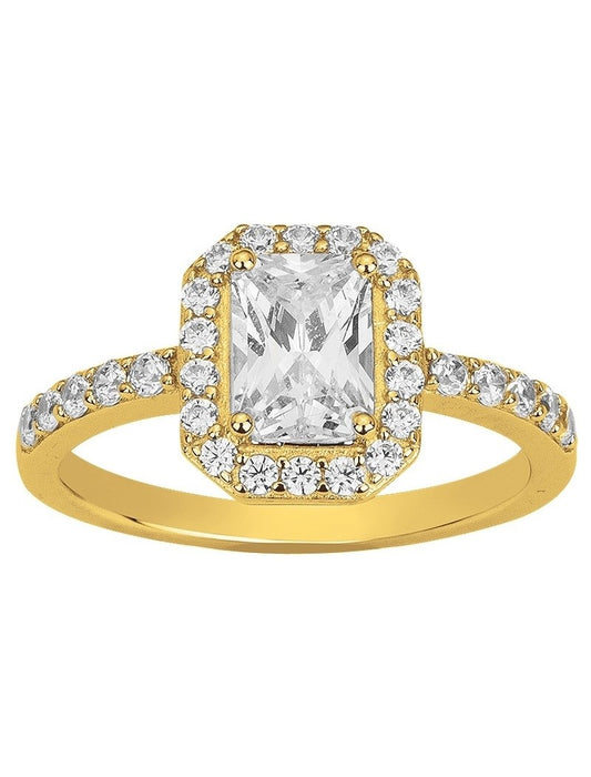 BAGUE PLAQUE OR - ZIRCONIA