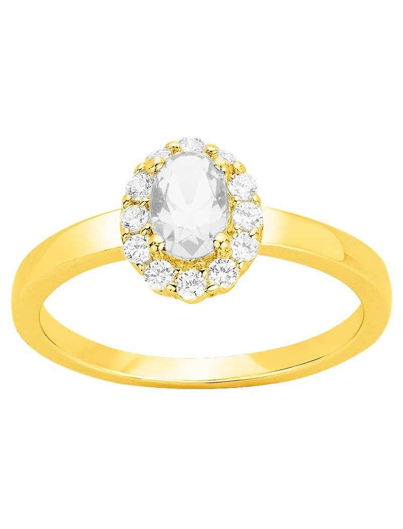 BAGUE PLAQUE OR - ZIRCONIA