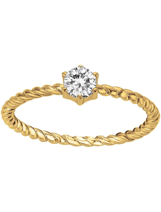 BAGUE PLAQUE OR - ZIRCONIA