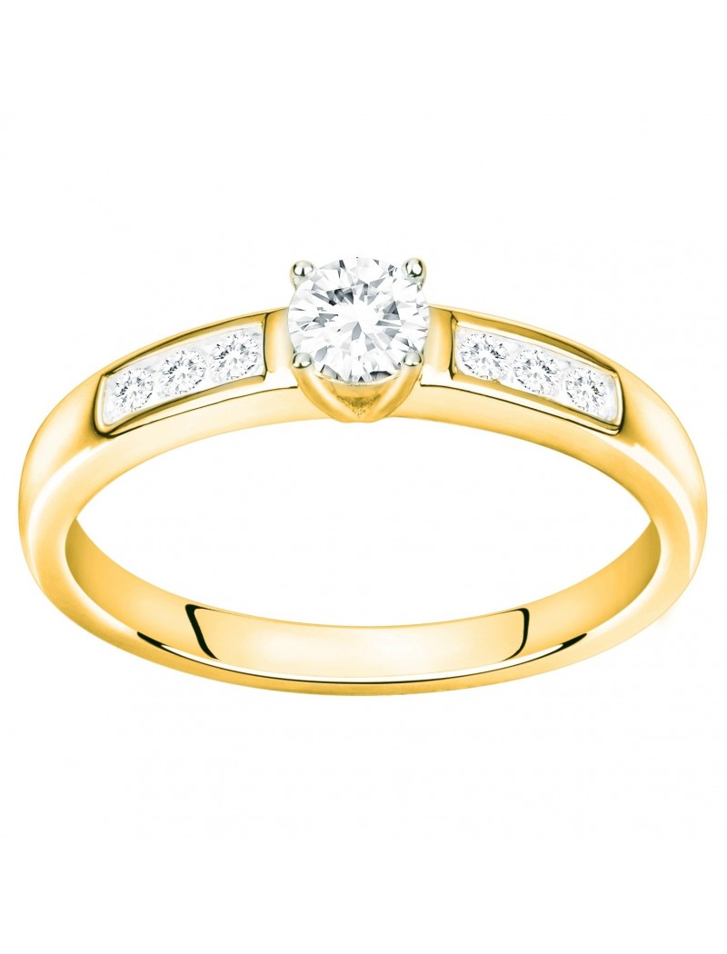 BAGUE PLAQUE OR - ZIRCONIA