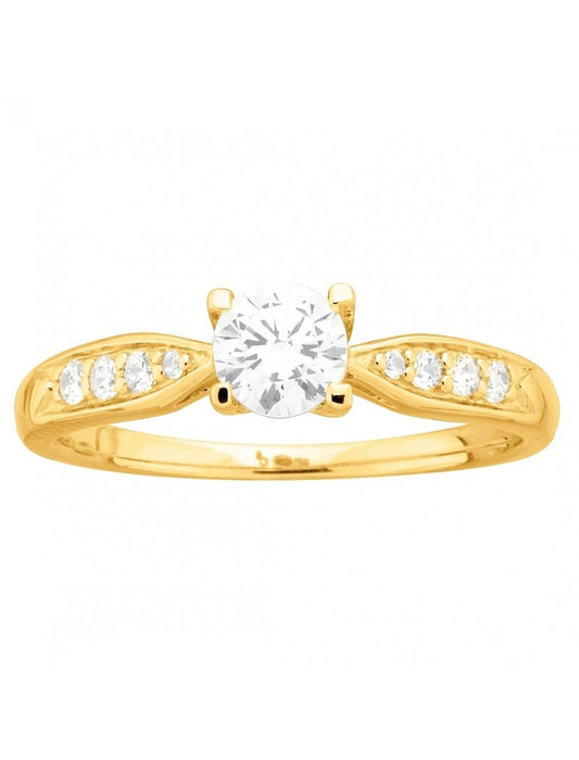 BAGUE PLAQUE OR - ZIRCONIA