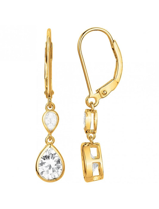 BOUCLES D'OREILLES PLAQUE OR - ZIRCONIA