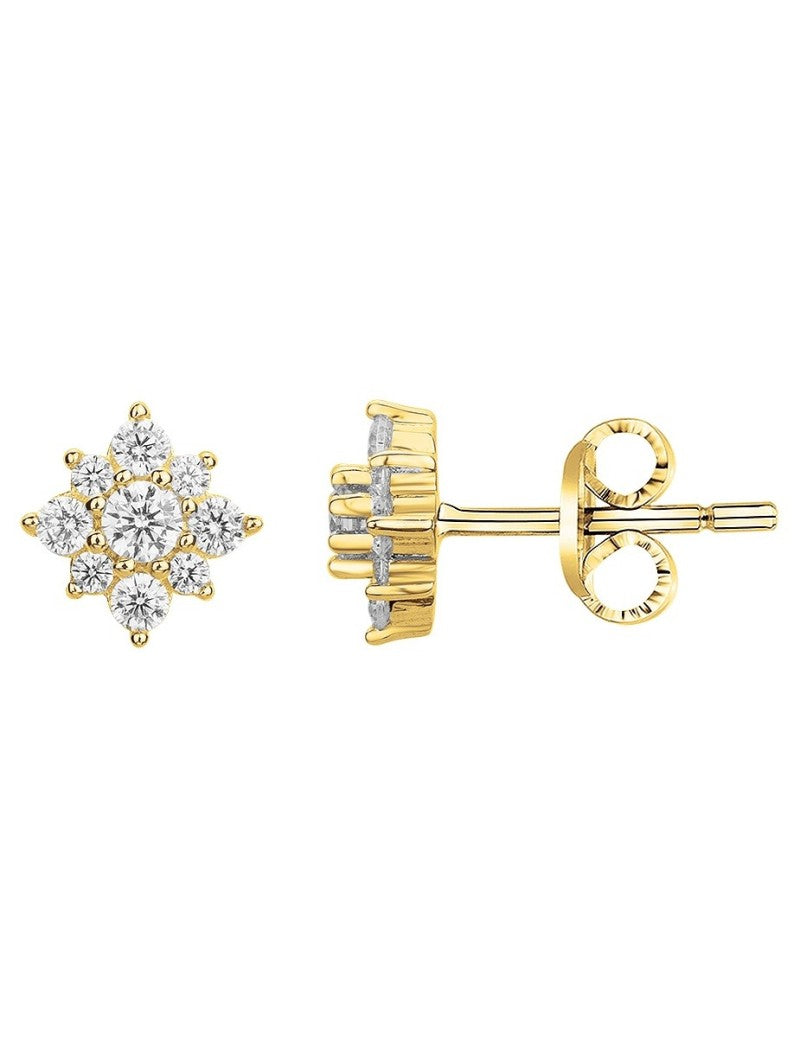 BOUCLES D'OREILLES PLAQUE OR - ZIRCONIA
