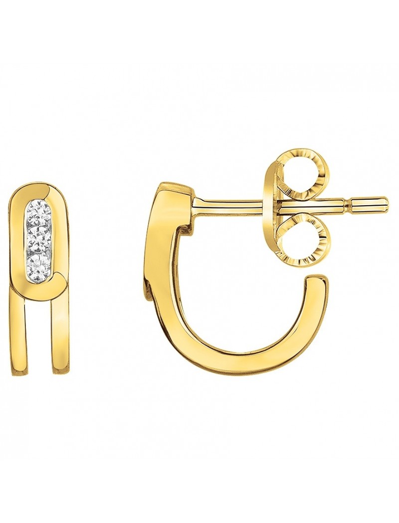 BOUCLES D'OREILLES PLAQUE OR - ZIRCONIA