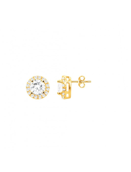 BOUCLES D'OREILLES PLAQUE OR - ZIRCONIA