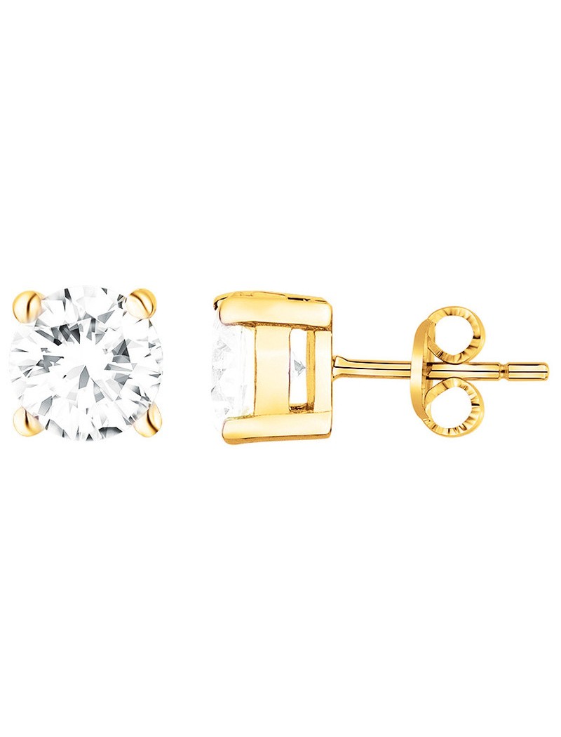 BOUCLES D'OREILLES PLAQUE OR - ZIRCONIA