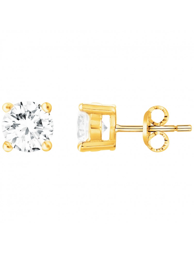 BOUCLES D'OREILLES PLAQUE OR - ZIRCONIA