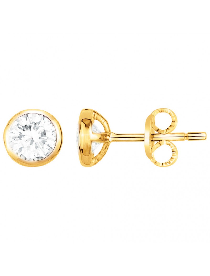 BOUCLES D'OREILLES PLAQUE OR - ZIRCONIA