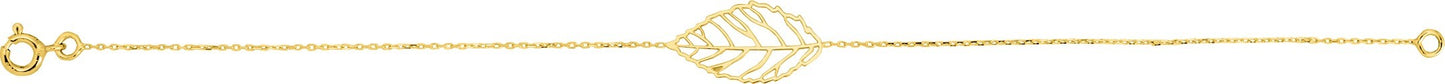 BRACELET Plaqué or - FEUILLE - 18 CM