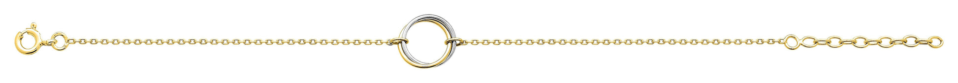 BRACELET Plaqué or - BICOLor - ROND - 16+3 CM
