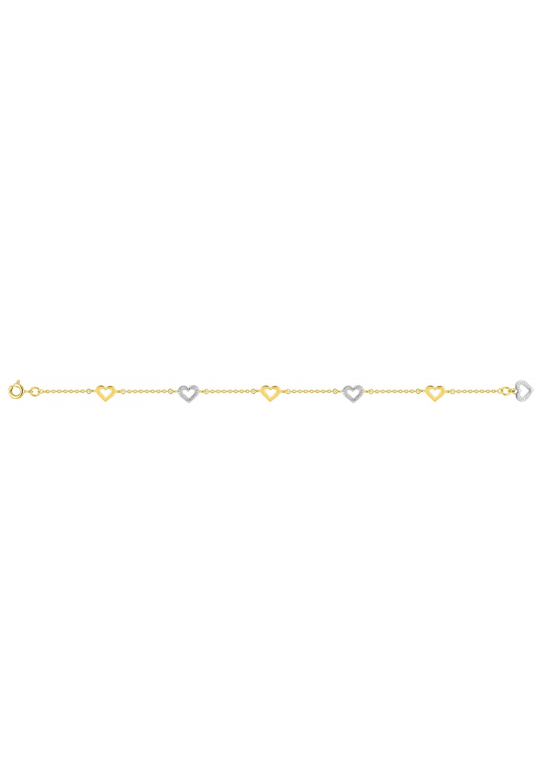 BRACELET Plaqué or - BICOLor - COEUR - 18 CM